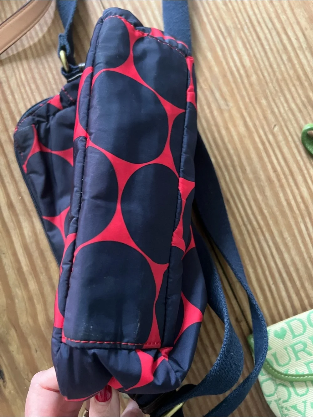 Boden Barnsbury Navy and Red Large Dot Crossbody Bag